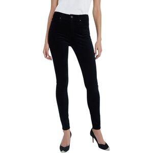 AG Jeans Adriano Goldschmied Farrah Skinny Velvet Pants Size 27 Black High Rise